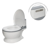 Troninho Vaso Sanitário Infantil c/ Som Branco e Cinza - Buba