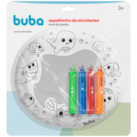 KIT HORA DO BANHO ESPELHO E GIZ RISCA E APAGUE BUBA BRINQUEDO BANHO