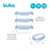 Kit 3 Potinhos Herméticos Azul 100ml - Buba