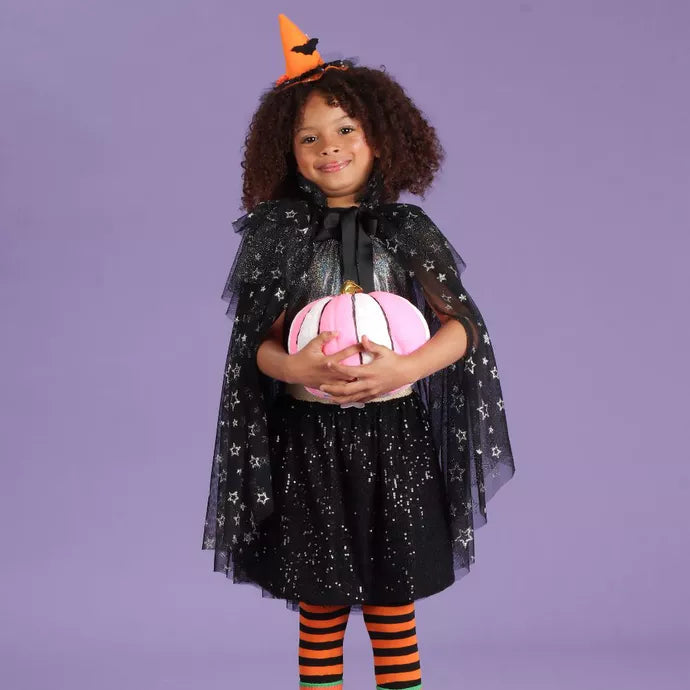 Saia Brilho Doce Paetê Preto Halloween - Minibossa