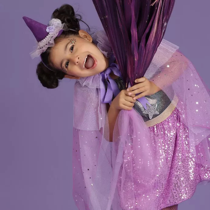 Saia Brilho Doce Paetê Lilás Halloween - Minibossa