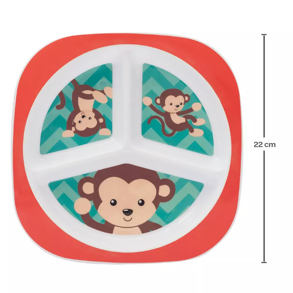 PRATO COM DIVISÓRIA ANIMAL FUN MACACO