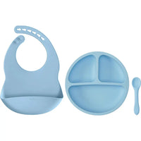 Kit Refeição para bebê em Silicone Azul  - Buba