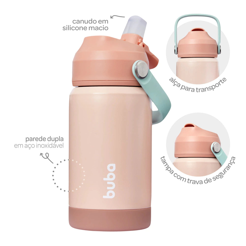 Copo Térmico Rose Buba com Canudo