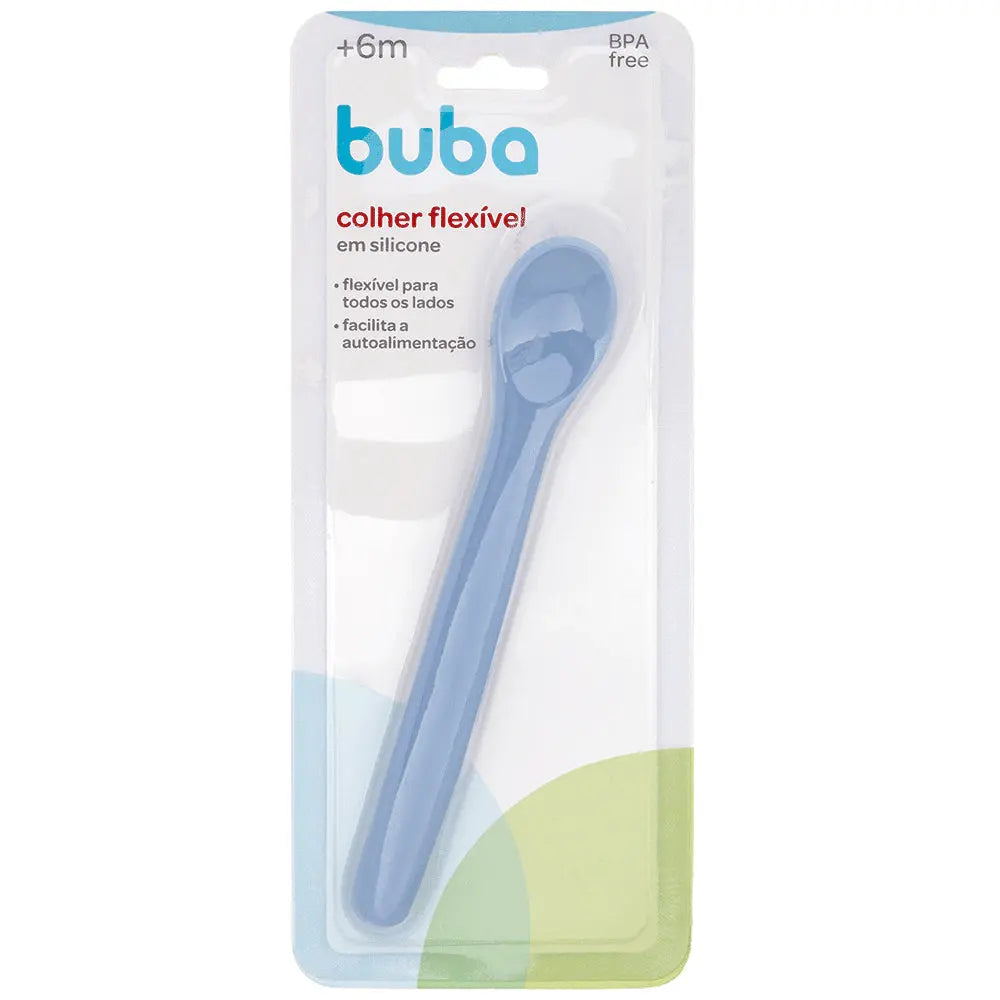 Colher Flexível em Silicone Azul