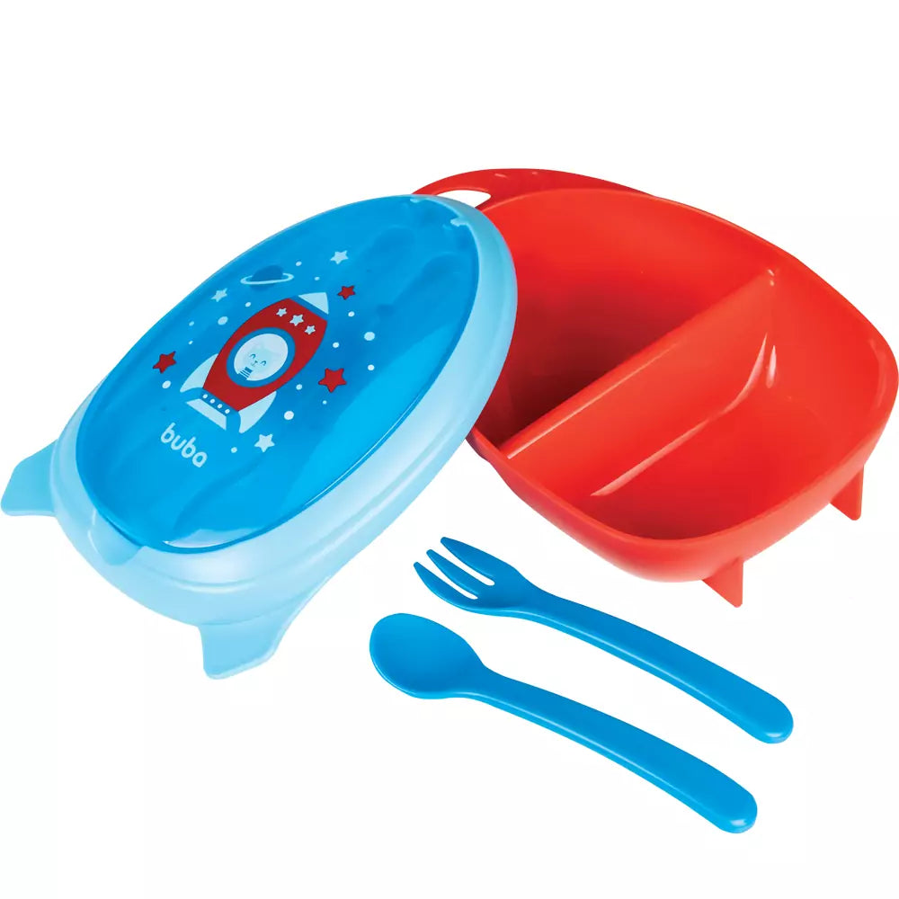 KIT REFEIÇÃO COM TALHERES BUBA FOGUETE AZUL