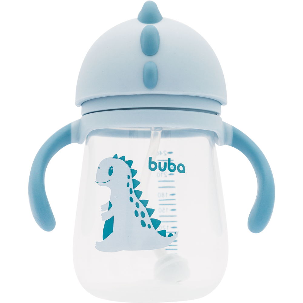 Copo com Canudo Anticólica Dino Azul