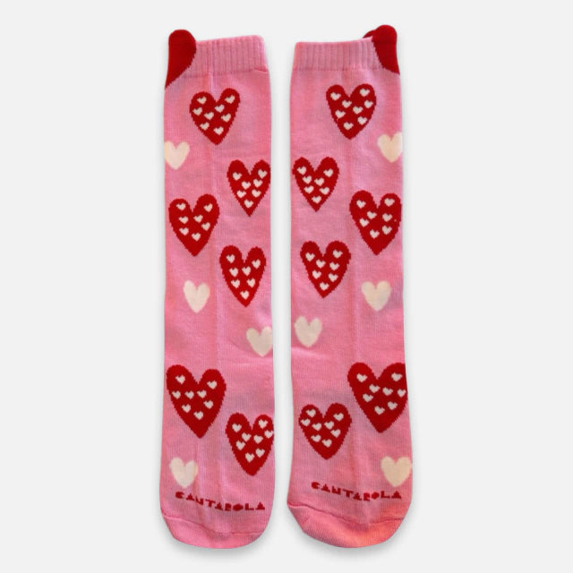 Meia Coração Rosa