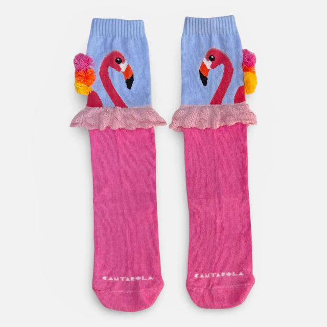 Meia Flamingo Rosa - Cantarola