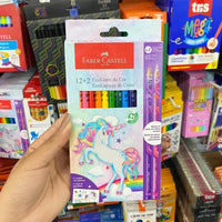 Lápis De Cor Faber Castell Unicórnio C/12 Cores + 2 Cor e Efeito + Adesivo