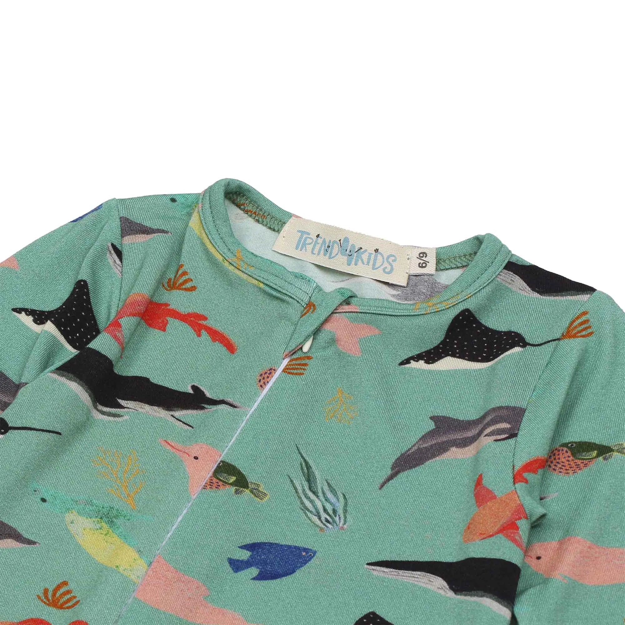 Macacão de Bebê com Zíper Estampa Oceano – Trend4kids