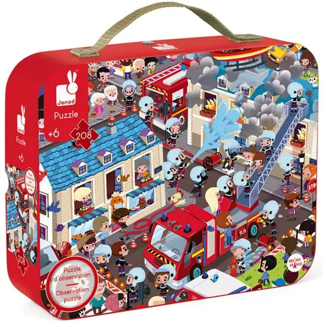 Maleta Quebra-cabeça Bombeiros – 208 Peças Janod