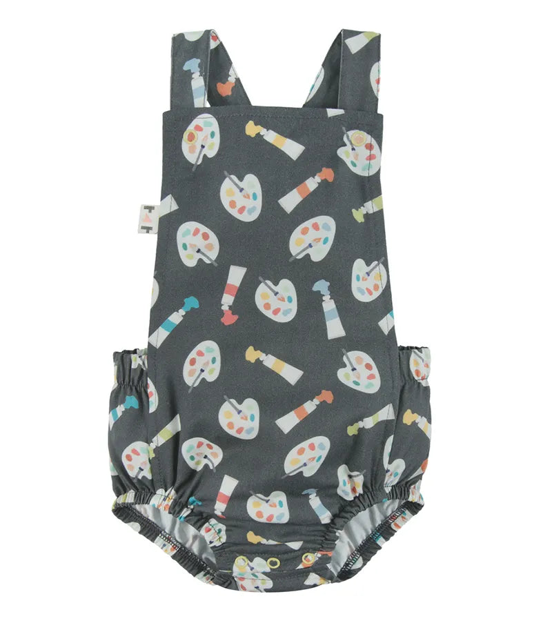 Romper Jardineira Vintage Bebê Aquarela - Trend4Kids