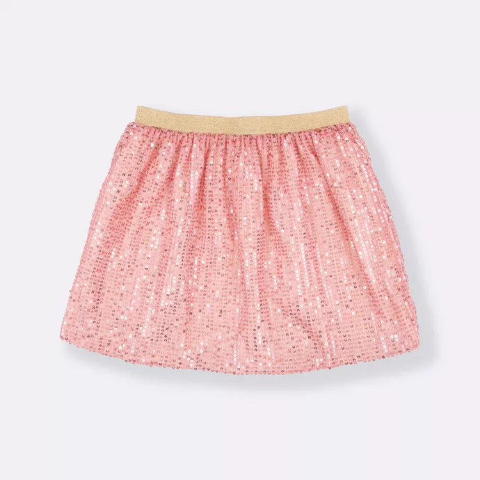 Saia Brilho Doce Paetê Rose - Minibossa
