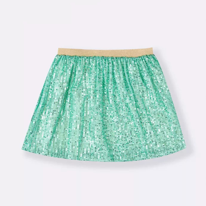 Saia Brilho Doce Paetê Verde Bebê - Minibossa