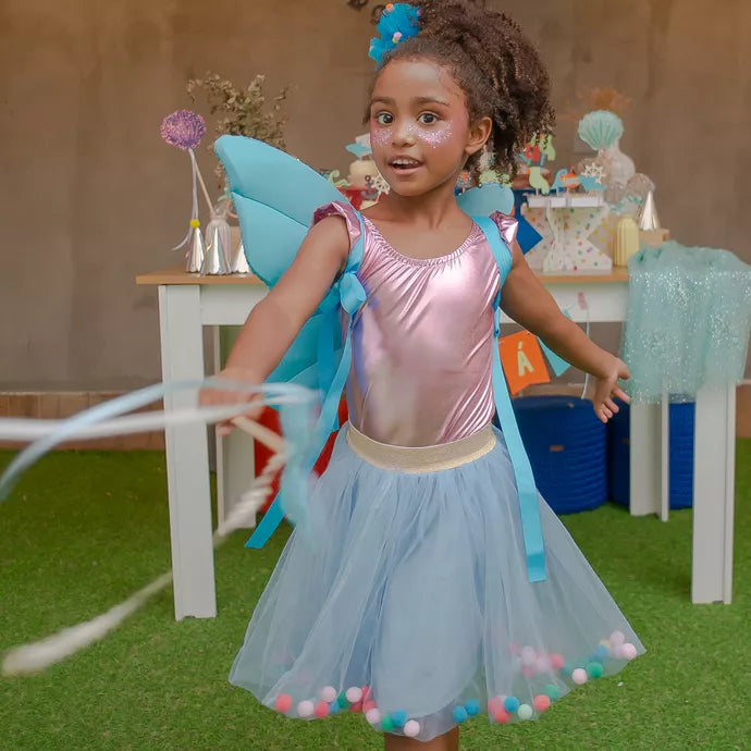 Saia Tule Pompom Azul - Minibossa