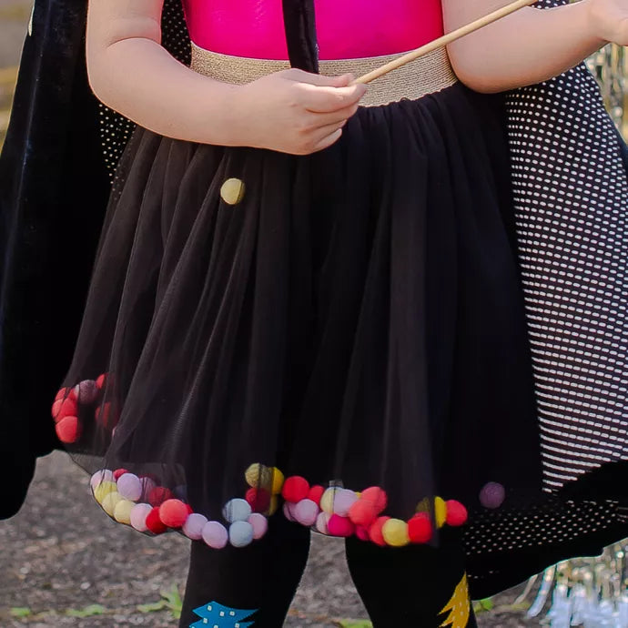 Saia Tule Pompom Preto Halloween - Minibossa