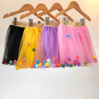 Saia Tule Pompom Preto Halloween - Minibossa